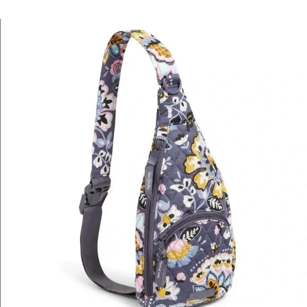Vera Bradley Gray and Yellow Backpack with Floral Design - Picture 1 of 4